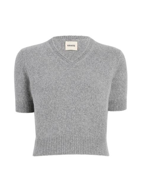 KHAITE Women's Jas Cashmere Short-Sleeve Sweater - Fog