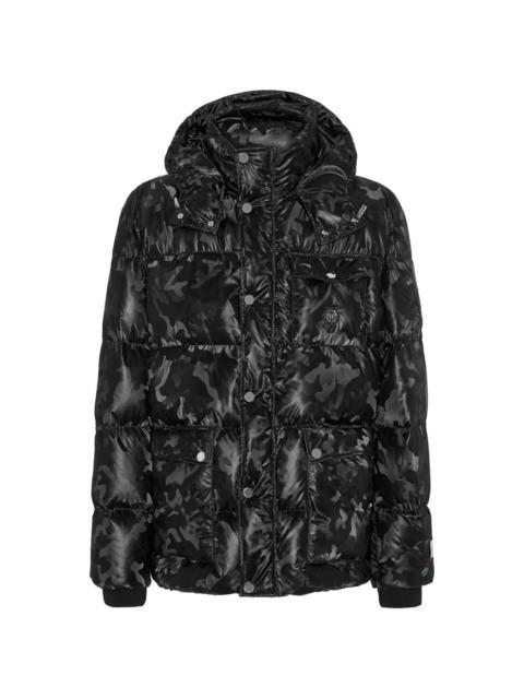 PHILIPP PLEIN camouflage-print hooded puffer jacket