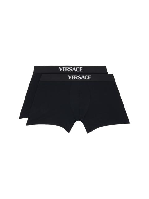 VERSACE Two-Pack Black Cotton-Jersey Long Boxer Briefs
