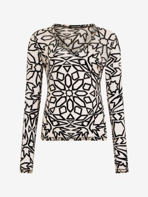 Roberto Cavalli Geometric Multicolor Pattern Sweater