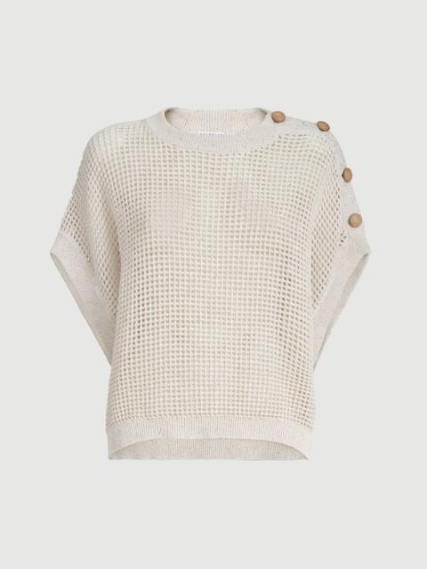 Brunello Cucinelli Cotton net sweater with dazzling details