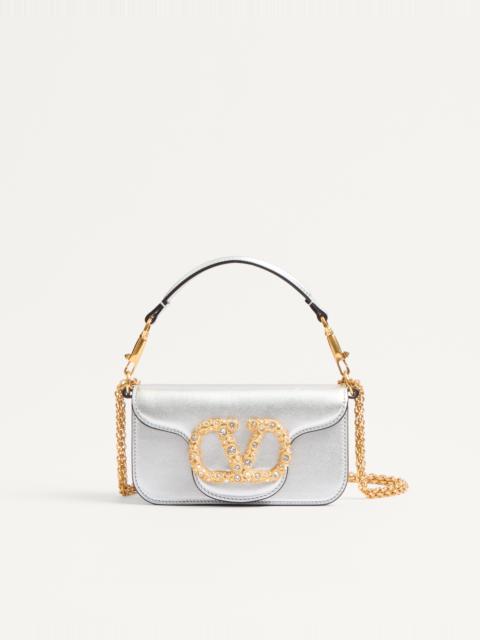 Valentino VALENTINO GARAVANI LOCÒ SMALL SHOULDER BAG IN LAMINATED CALFSKIN WITH JEWEL LOGO
