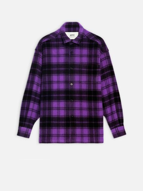 AMI Paris Checked Overshirt With Ami Paris Print