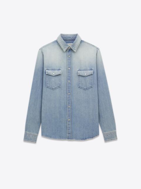 SAINT LAURENT oversized shirt in light japanese lake blue denim