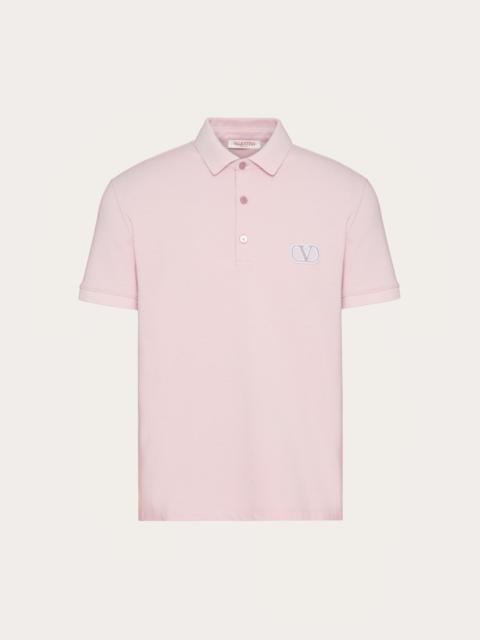 Valentino COTTON PIQUÉ POLO SHIRT WITH VLOGO SIGNATURE PATCH