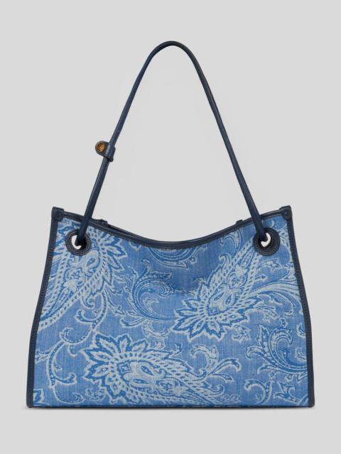 Etro MEDIUM EYES JACQUARD DENIM TOTE BAG