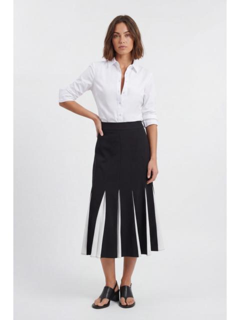 KAREN MILLEN Soft Tailored Contrast Godet Detail Midi Skirt