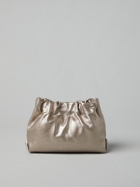 Lamé calfskin soft bag with precious chain