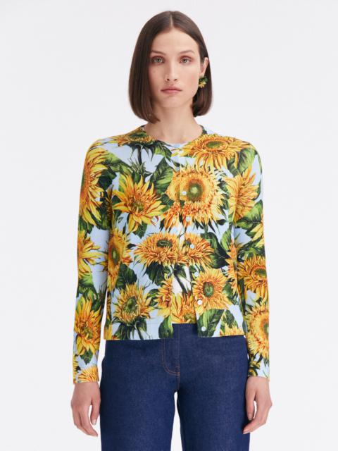 Oscar de la Renta SUNFLOWER PRINTED CARDIGAN