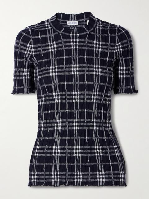 Burberry Ribbed Checked Wool-blend T-shirt