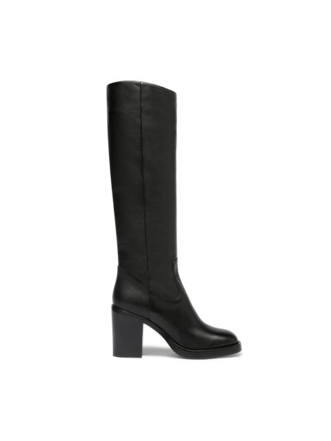 Santoni Women’s black leather high-heel boot