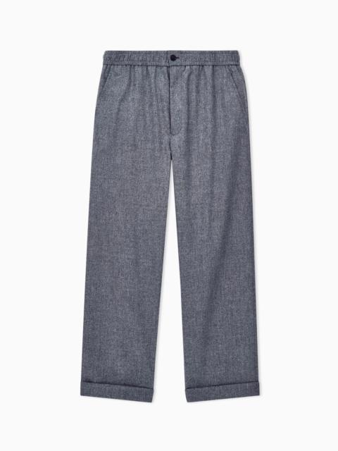 GIORGIO ARMANI OVERSIZED TROUSERS IN WOOL AND CASHMERE WITH DENIM EFFECT