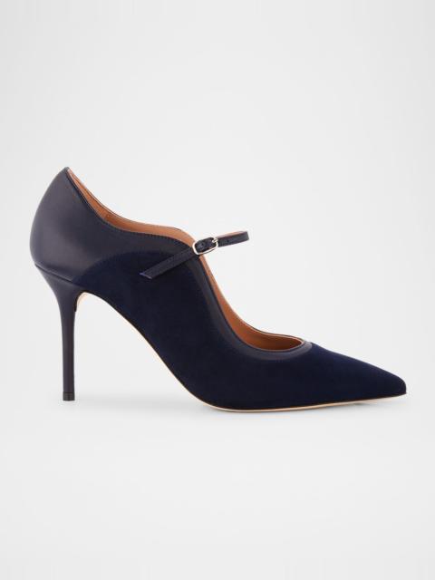 MALONE SOULIERS Corina Suede and Leather Mary Jane Pumps