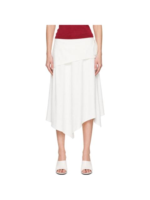 ST. AGNI White Detachable Belt Asymm Midi Skirt