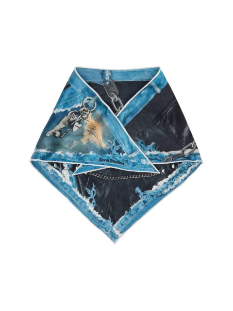 Acne Studios Black & Blue Printed Silk Scarf