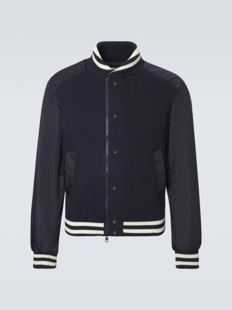 Moncler Ribbed-knit technical varsity jacket