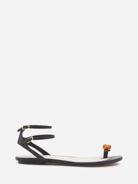 Lanvin FLAT LEATHER SWING SANDALS WITH MELODIE JEWEL