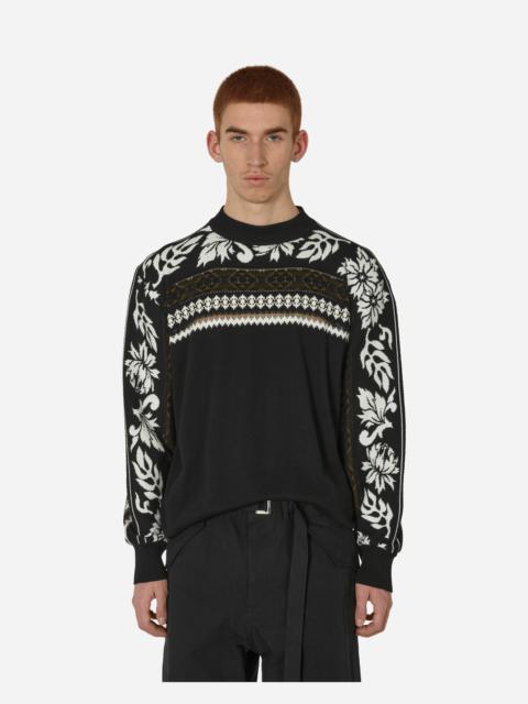 Floral Jacquard Knit Sweater Black / Off White