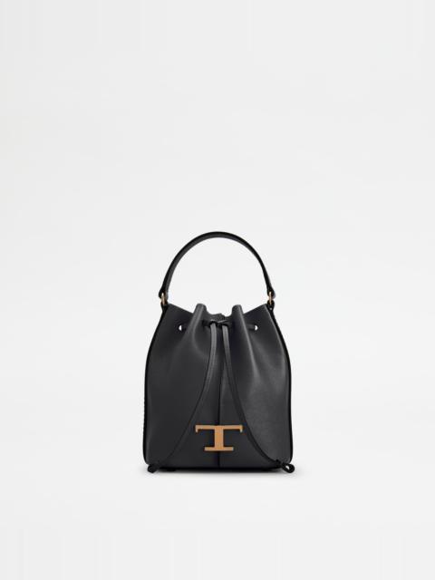Tod's T TIMELESS BUCKET BAG IN LEATHER MICRO - BLACK