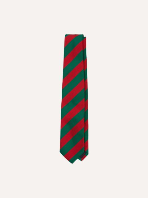 Drake's Green and Red Block Stripe Mogador Silk Tipped Tie