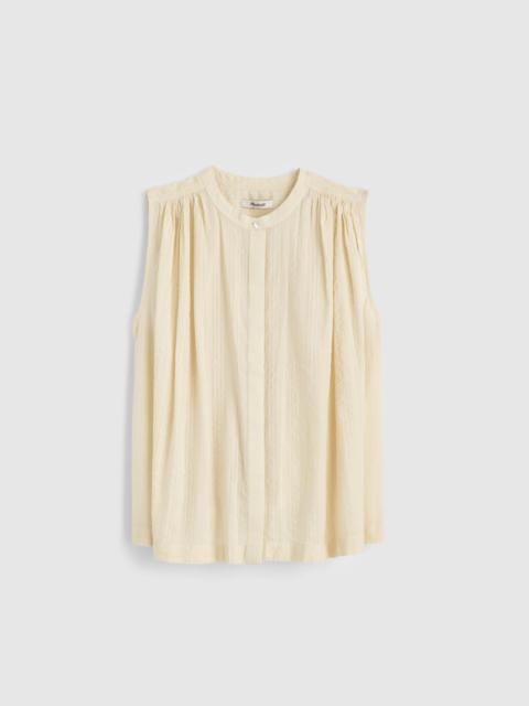 Madewell Shirred Button-Up Sleeveless Blouse