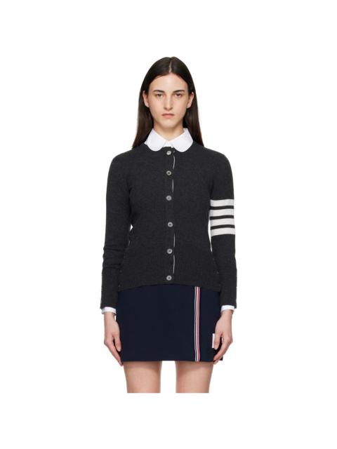 Thom Browne Gray Classic Cashmere 4-Bar V-Neck Cardigan