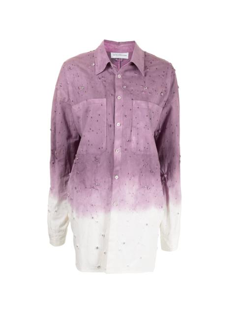 bleached two-tone shirt jacket