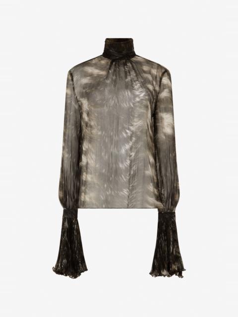 Roberto Cavalli Silk Blouse with Fur Print