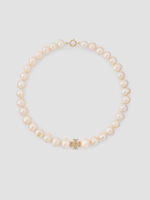 TORY BURCH Women's Moondance 18K-Gold-Plated & Cultured Pearl Logo Charm Necklace - Tory Gold Pearl