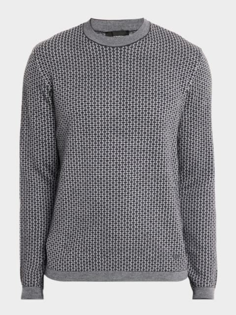 EMPORIO ARMANI Men's Wool Geometric Crewneck Sweater
