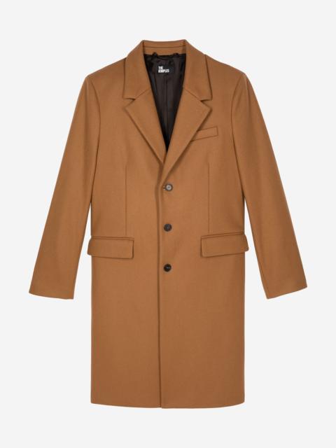 The Kooples WOOL COAT WITH CAMEL LEATHER LAPEL COLLAR