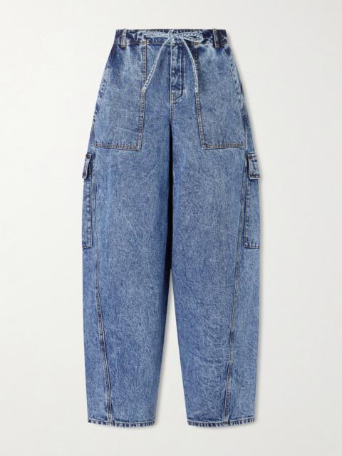 Alaïa Acid-wash Mid-rise Barrel-leg Jeans