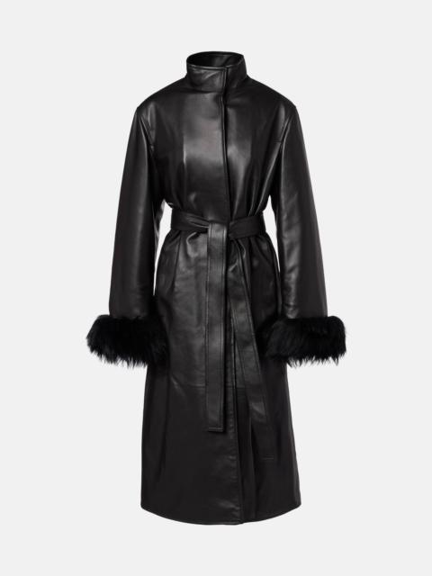 Alaïa Shearling-trimmed leather coat