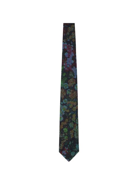 Dries Van Noten Navy & Green Floral Tie