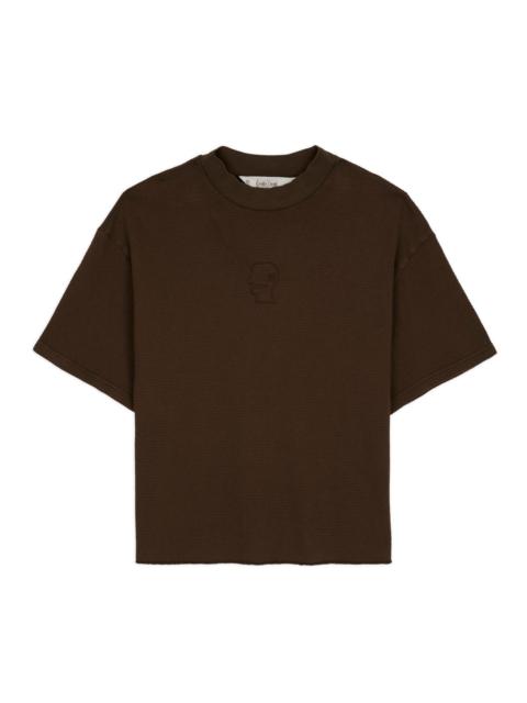 BRAIN DEAD Boxy Thermal Mock Neck T-Shirt - Brown