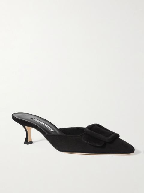 Manolo Blahnik Maysale 50 buckled suede mules Black