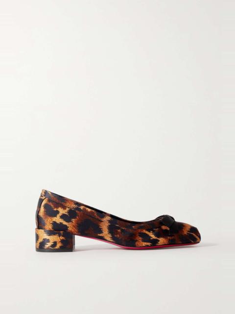 Christian Louboutin Mamadrague 35 bow-embellished leopard-print satin-crepe pumps