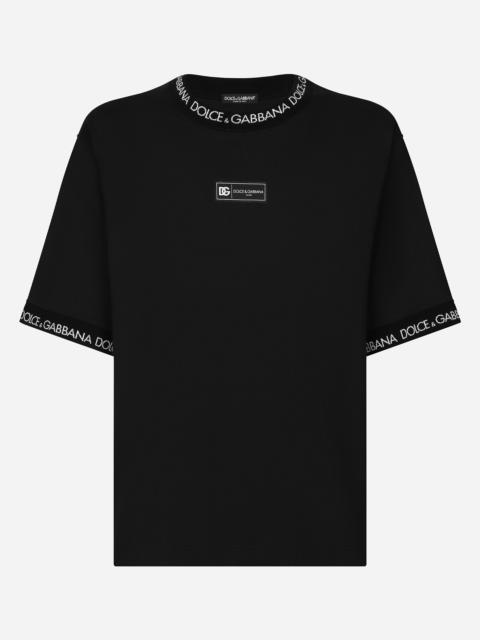 Dolce & Gabbana Short-sleeved cotton T-shirt with all-over logo