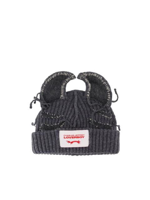 CHARLES JEFFREY LOVERBOY ears-detail beanie hat