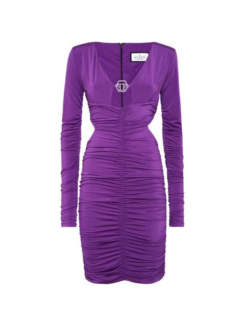 PHILIPP PLEIN logo-plaque ruched minidress