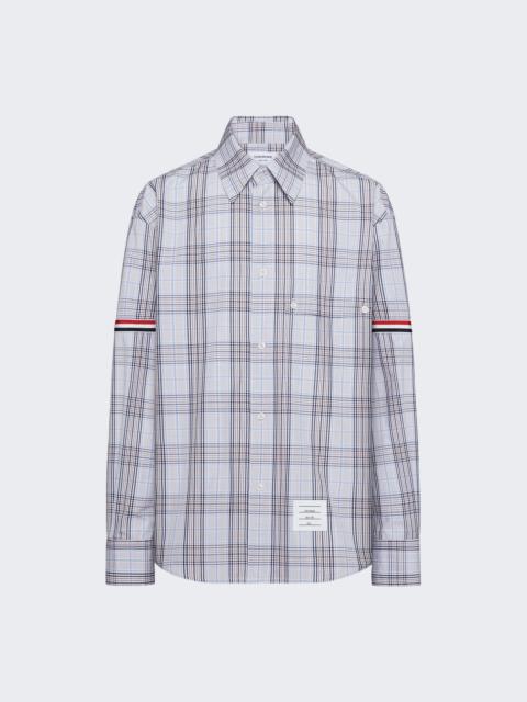 Thom Browne Plaid Check Poplin Armband Oversized Shirt Blue