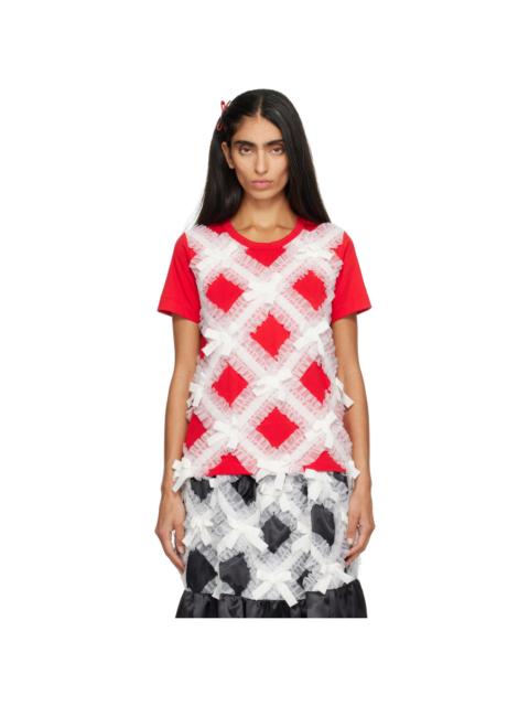 Comme des Garçons GIRL Red & White Gather Tape Decoration T-shirt