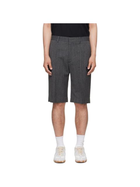 MM6 Maison Margiela Gray Pinstripe Wool-Blend Shorts