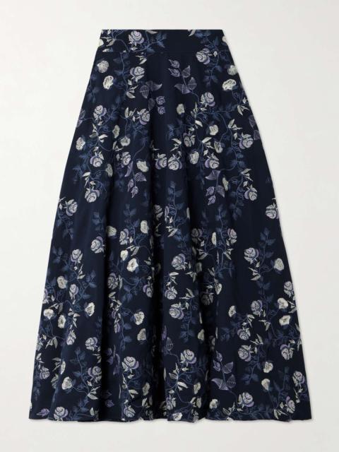 Bergamota Sueño embroidered twill midi skirt