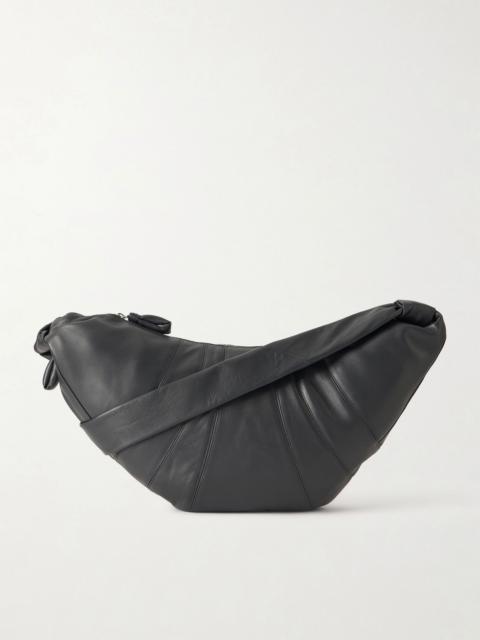Lemaire Croissant Large Leather Messenger Bag Light gray