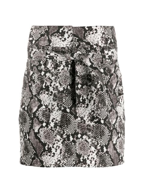 snakeskin print mini skirt