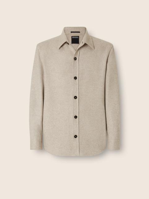 ZEGNA LIGHT BEIGE CASHMERE AND SILK OVERSHIRT