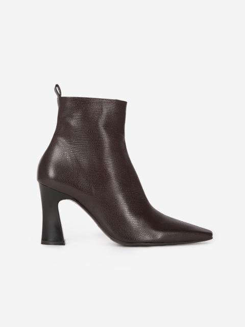 The Kooples BROWN LIZARD-EFFECT LEATHER ANKLE BOOTS
