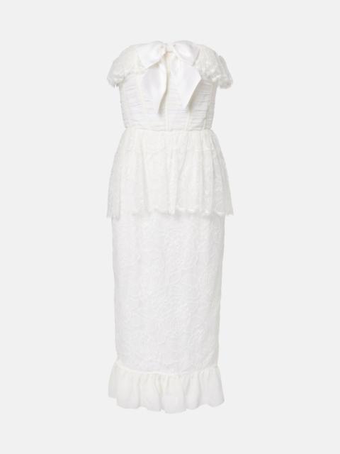 Alessandra Rich Lace and silk georgette bustier dress