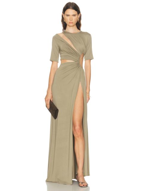 SID NEIGUM Gathered Slit Maxi Dress